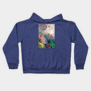 Ethereal Figure, in green, blue and pink Kids Hoodie